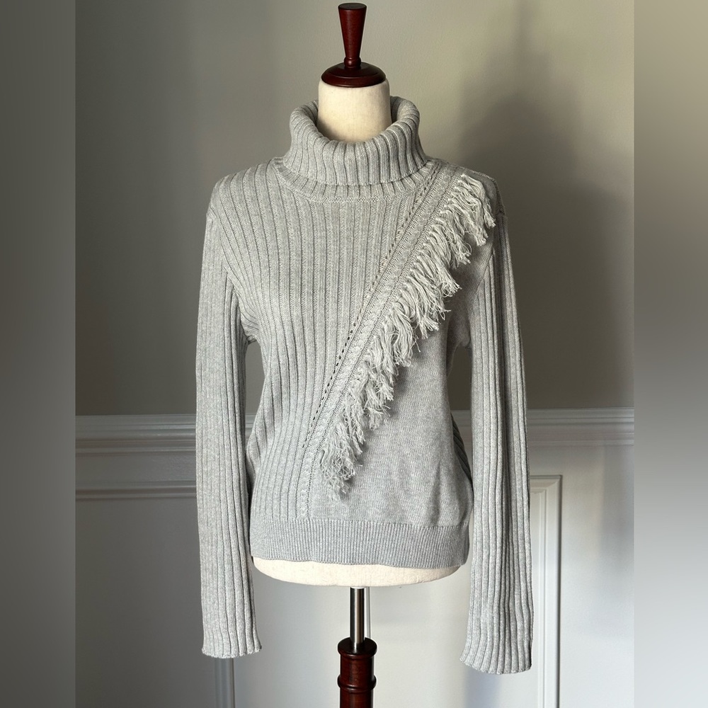 DKNY Fringe Turtleneck Sweater size Medium NWT